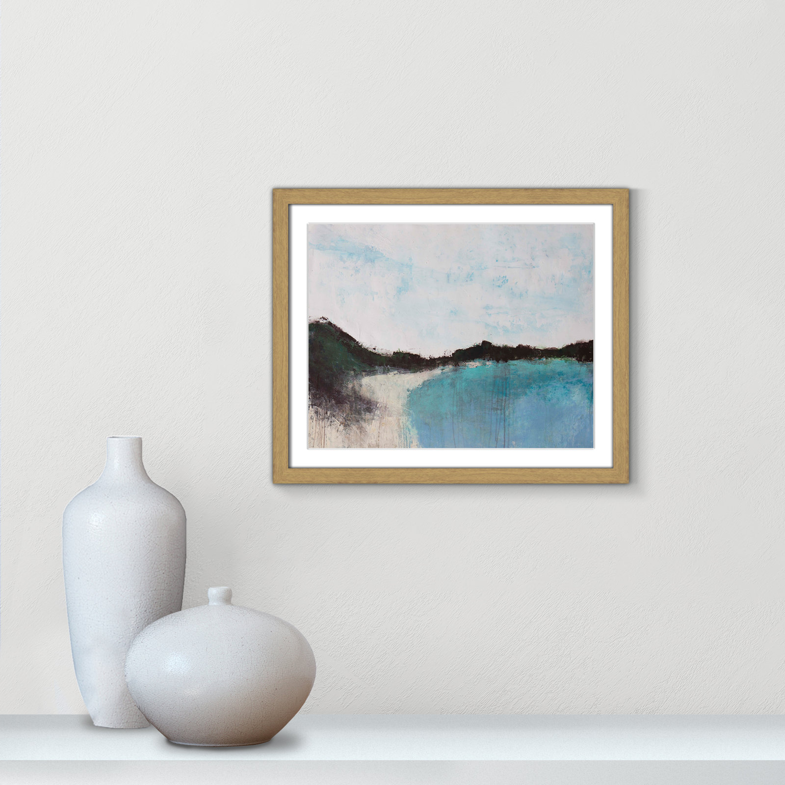 Mountainside Lakeview III Print, 16" H x 19" W x 0.75" D, Natural Framed