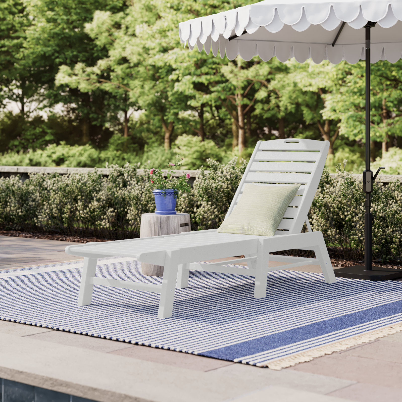 POLYWOOD® Nautical 24" Patio Chaise Lounge, White