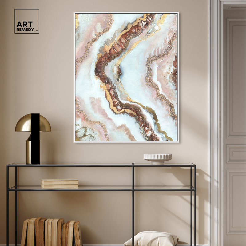 Geodes "Blush Geode" par Art Remedy sur, Cadre blanc, H 37 po x l 31 po