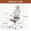 Chaise de bureau ergonomique en filet avec appui-tête réglable, accoudoirs relevables à 90 °, chaise de bureau pivotante à base en métal-124146922