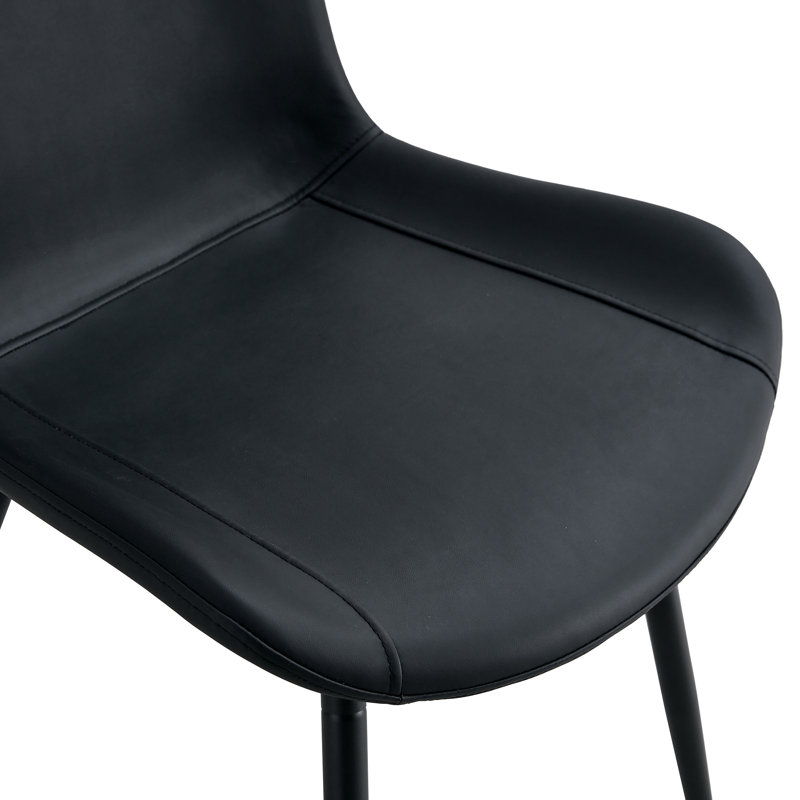 Ensemble de table de salle à manger en bois 87 po avec chaise rembourrée en cuir PU, Noir, 9 pièces : table, 8 chaises
