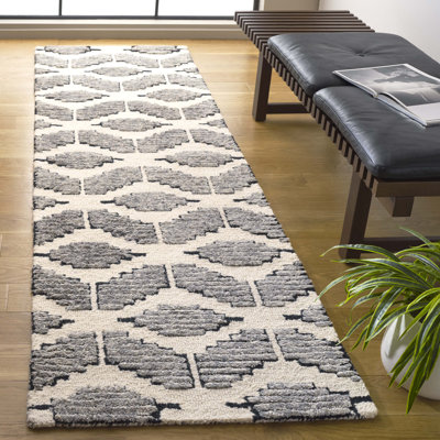 Tapis géométrique en laine / coton touffeté à la main Kuljit