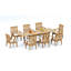 8 Seats 9 Pcs Grade-A Teak Wood Dining Set: 94" Double Extension Mas Rectangle Trestle Leg  Table And 8 Caranas Armless Chairs #11Ca2100-810465168-810465179