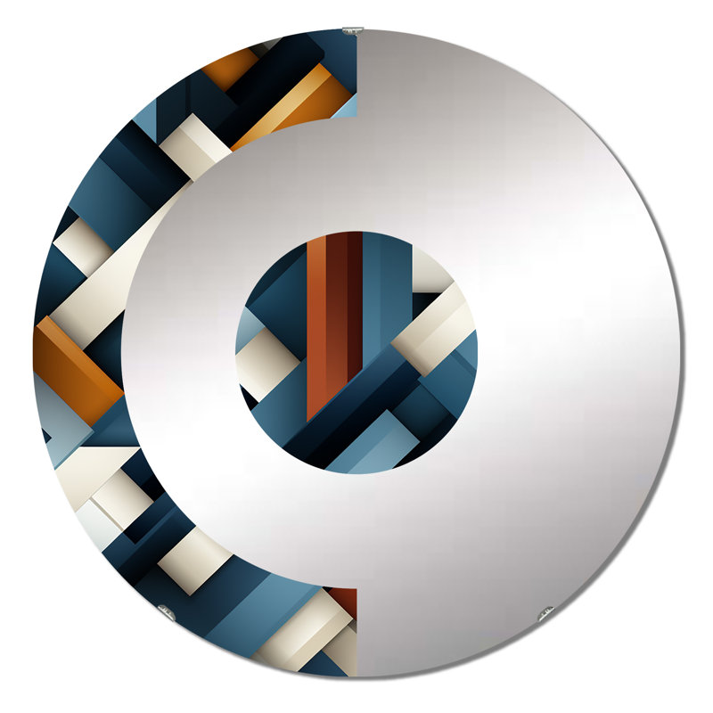Rustic Industrial Geometic Aesthétique - Miroir mural demi-cercle, 23,6 po x 23,6 po