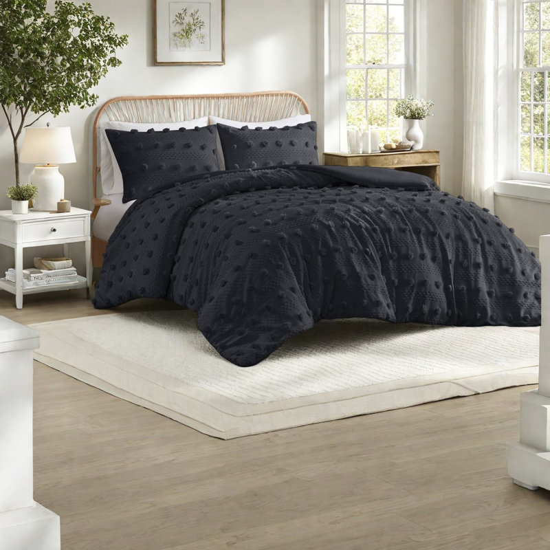 Ensembles de literie en polyester noir confortables et modernes pour la maison