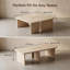 Ensemble de 2 tables basses modulables en travertin, ensemble de tables gigognes en forme de L, table d'angle séparable pour petits espaces et salon, beige crème