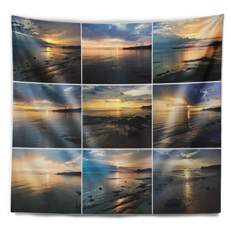 Tapisserie paysage paysage coucher de soleil, H 68 po x l 80 po