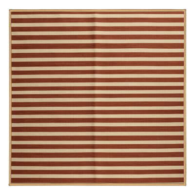 Tapis brun à rayures horizontales lavable à la machine
