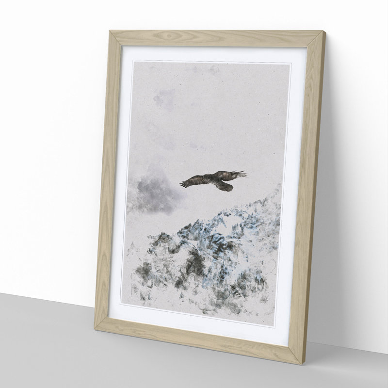 Eagle Flying High - Picture Frame Graphic Art, 48cm H x 36cm W x 2cm D, Oak