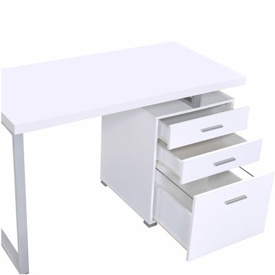 Bureau blanc réversible à 3 tiroirs
