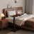 Solid Wood Height Adjustable Overbed End Table with Tilt Top, C-Shaped Mobile Bedside Desk-2095771064