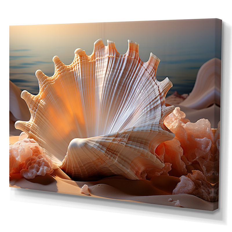 Coquille opulente symbolique I sur toile, Toile tendue, H 24 po x l 32 po x P 1 po