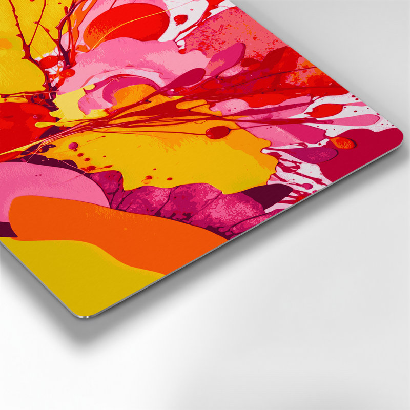 Abstrait aquarelle 72, art mural en métal rouge