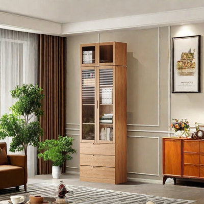 Solid wood bookcase with glass locker by Parttlion