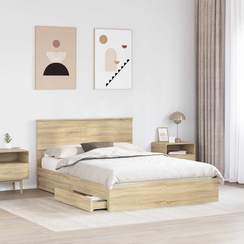 Bed, Sonoma Oak, European Kingsize (160 x 200 cm)