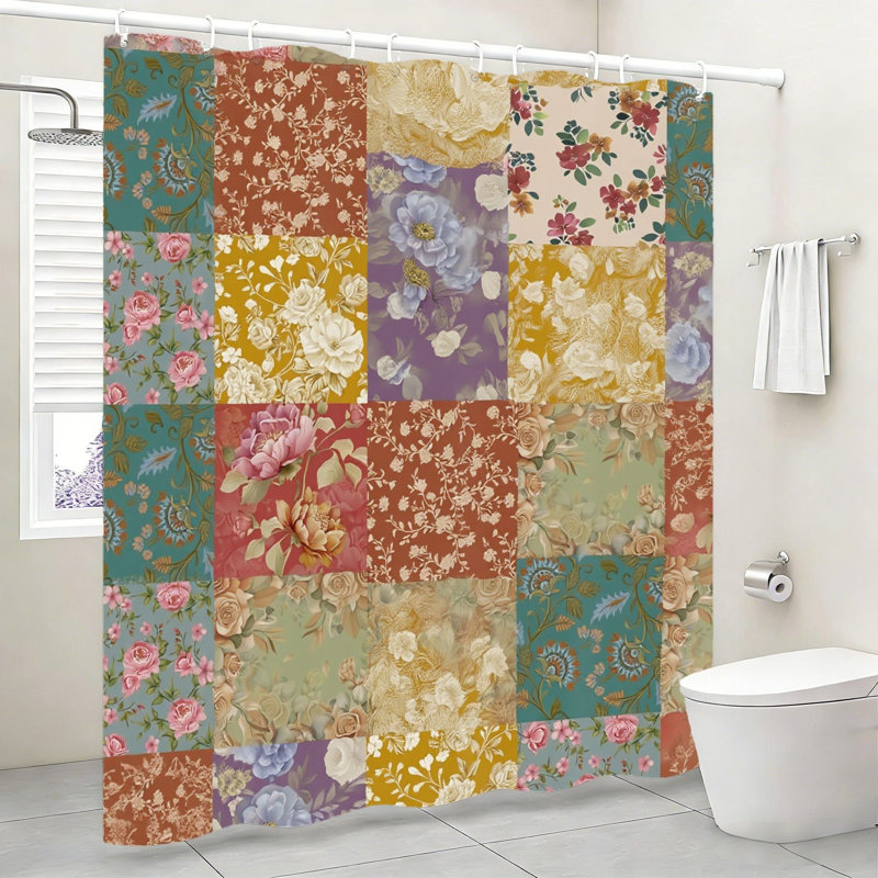 Rideau de douche à motif floral inspirant 72 x 72 pouces multicolore