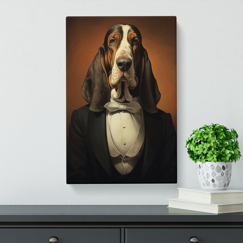 Basset Hound Classicism Art - Wrapped Canvas, 76cm H x 50cm W x 3cm D