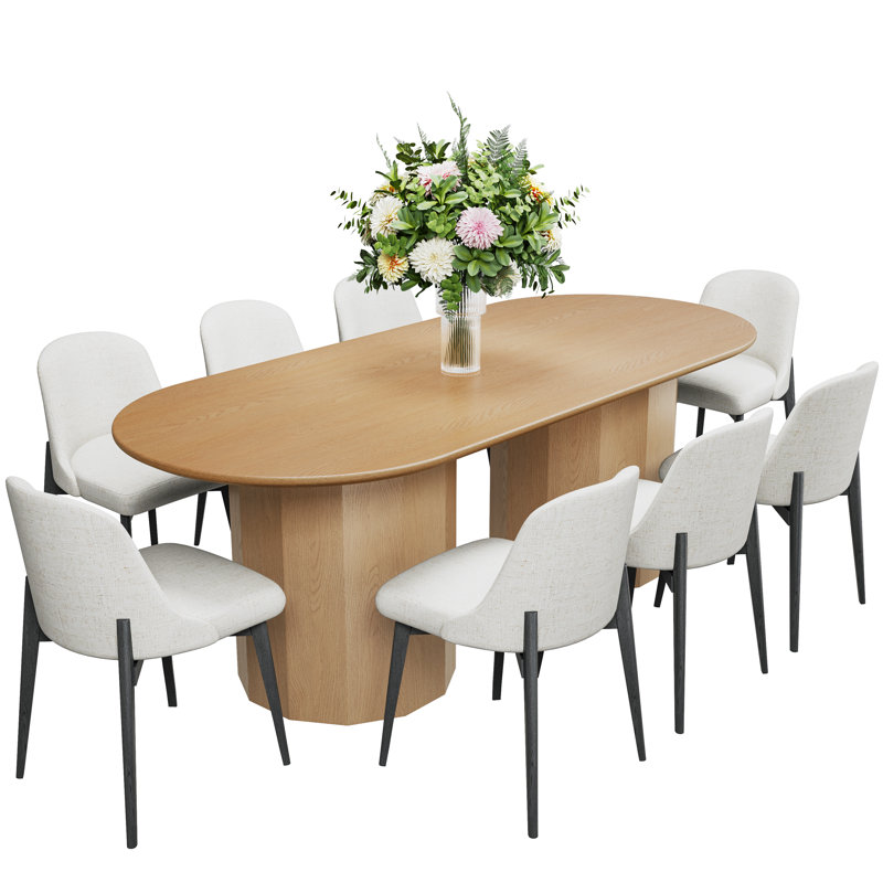 Nexus 8 - Person Oval Dining Table Set, Oak