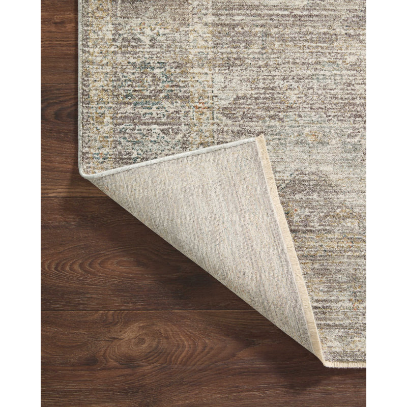 Millie Stone and Natural Floral 2' x 4' Synthetic Area Rug