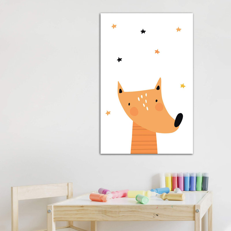 Renard - impression d'art graphique, Toile tendue, Pas de tapis, H 40 po x l 26 po x P 1,5 po