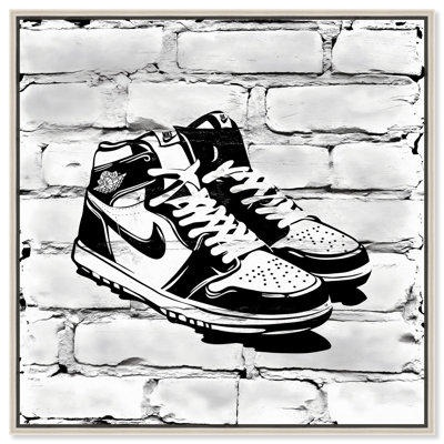 Brick City Jordans Canvas by Art Remedy, Black Frame