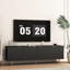 Meuble télé de 68 po de style cannelé noir, prise de courant, rangement pour téléviseur de 55 po et plus, centre de divertissement, mobilier de salon moderne avec décor-627004555