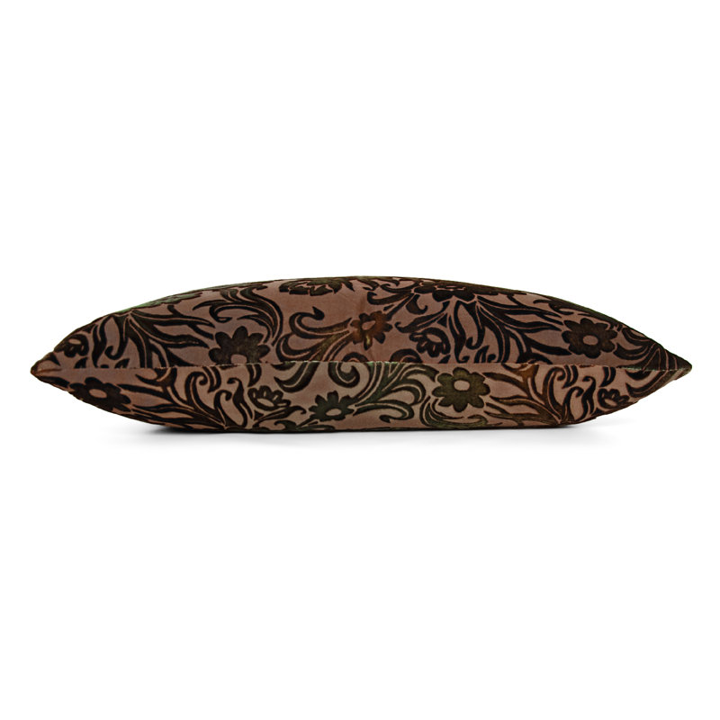 Prospect Park Square Velvet Pillow Cover & Insert, 20" x 20", Green/Gold/Brown