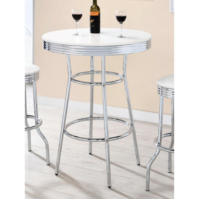 Table ronde avec plateau et pieds blancs lustrés, indispensable pour la salle à manger, H 42,9 po x l 30 po x P 30 po, pièce élégante pour salle à manger, style contemporain, hauteur 42,9 po, largeur de 30 po, tendance