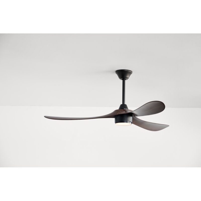 Aerocurve LED Smart Ceiling Fan, Black with Walnut Blades