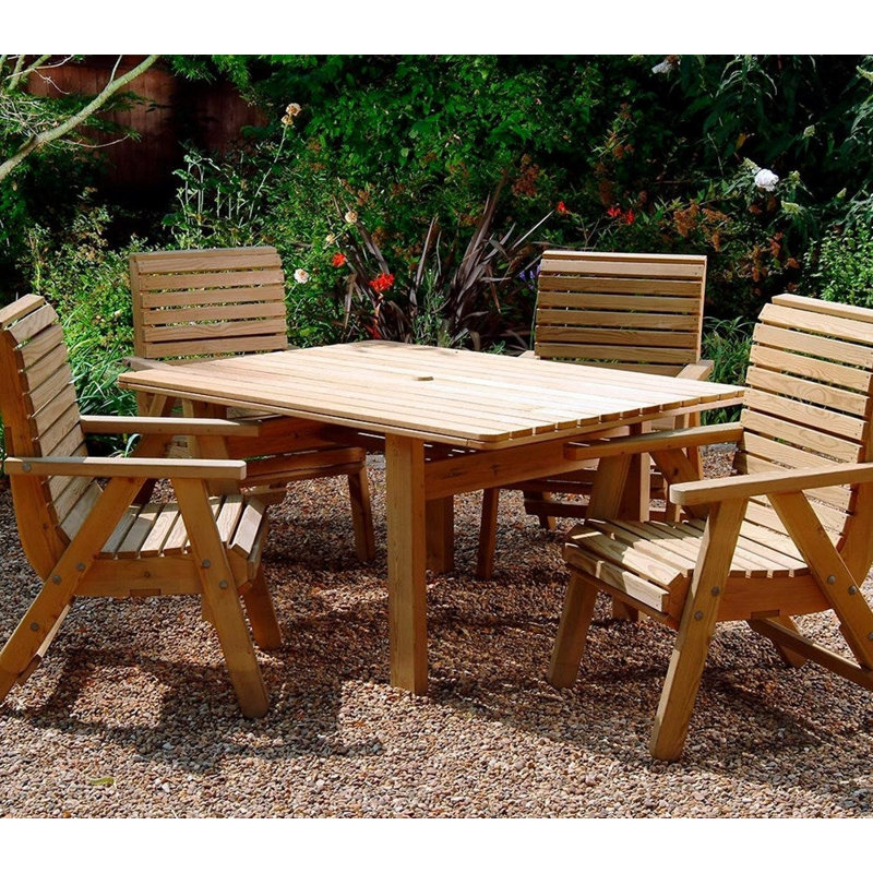 Pepe Garden Furniture Dining Sets 6 - Person Wood Patio Dining Set with Rectangular Table, 71" H x 100" W x 145" D