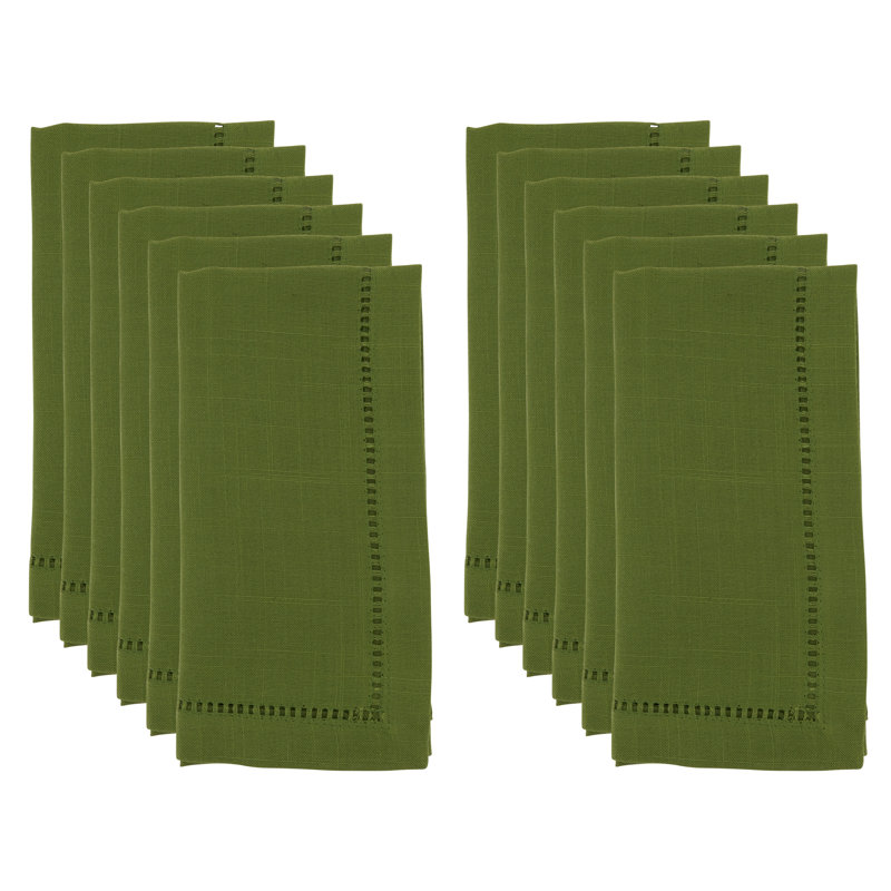 Rowles Hemstitched Border Dinner Napkin, Kiwi, 20" L x 20" W
