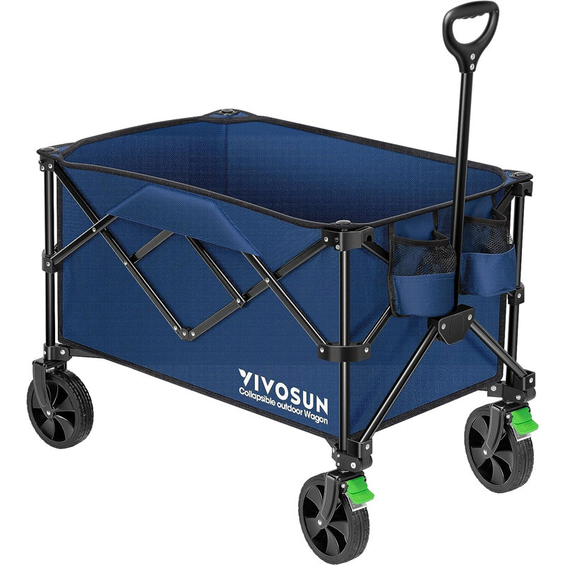 Outdoor Collapsible Folding Wagon, Bleu