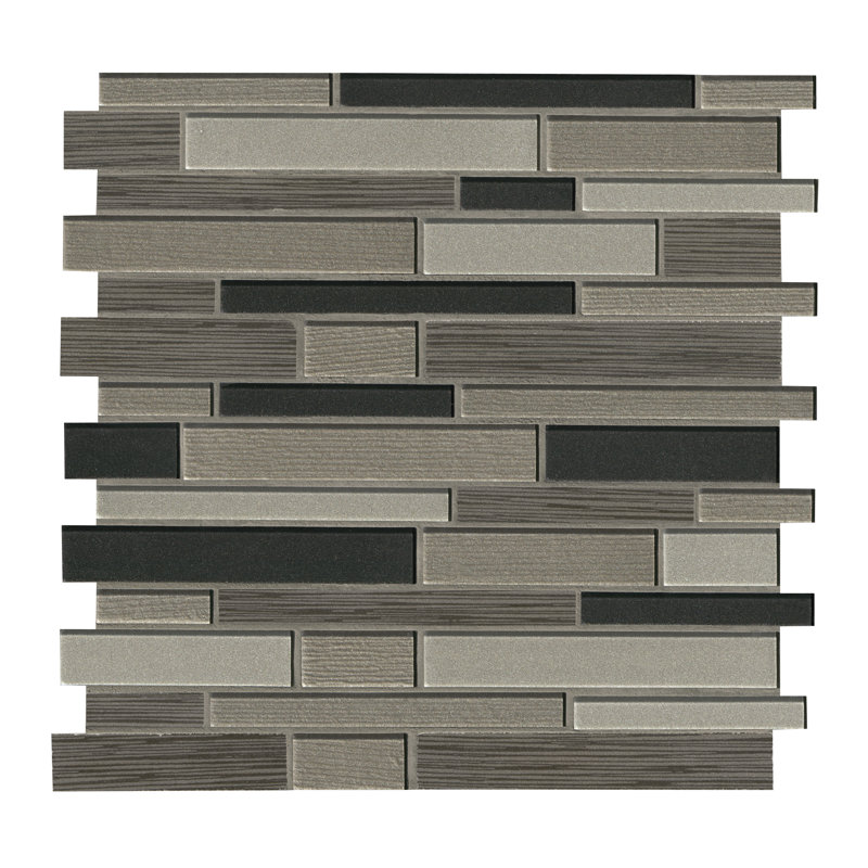 Vixo Grayscale 12 in. x 12 in. Glass Porcelain Blend Interlocking Mosaic Wall Tile, Grayscale