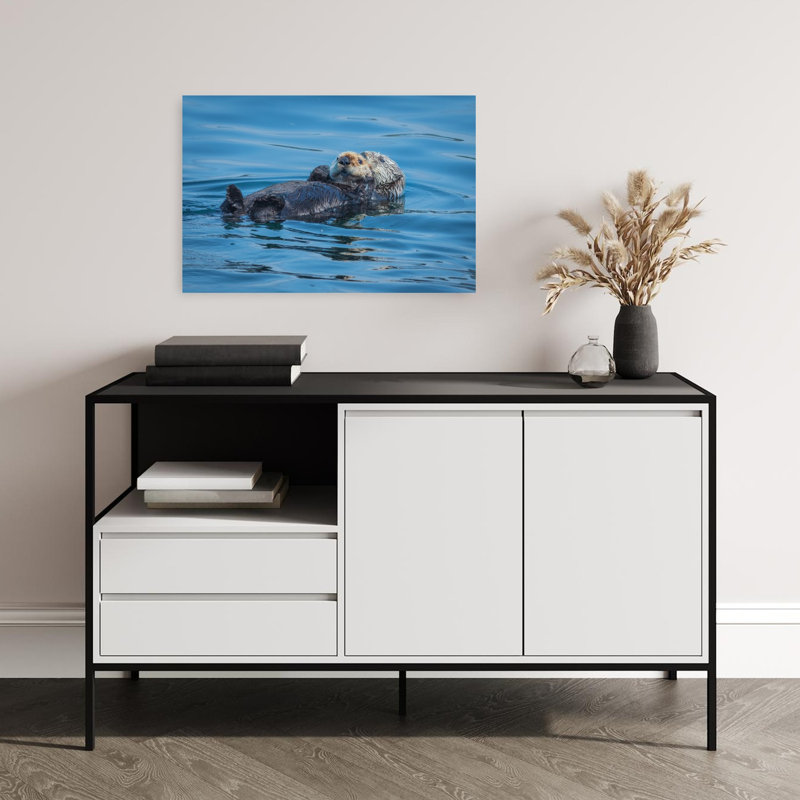 Mother Otter And Pup Contemporary Wall Art Print, 40.64cm H x 60.96cm W
