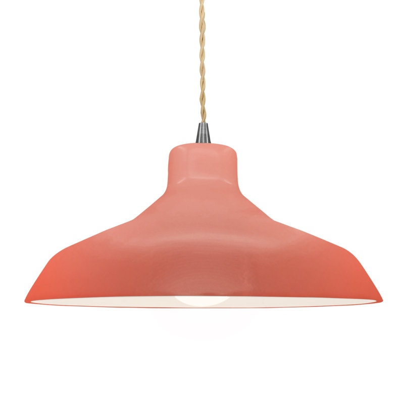 Luminaire suspendu en forme de dôme à 1 lumière Fallon, H 5,75 po x l 11,5 po x P 11,5 po, Rosé brillant, Laiton antique