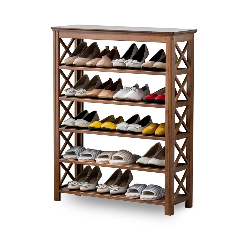 Classic 6-Tier Bamboo Shoe Rack - Durable Organizer For Closet, Bedroom, Living Room