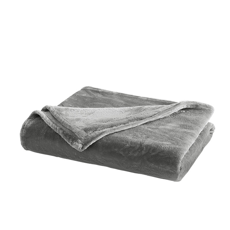 Jeté luxueux London Fog Plush, Gris
