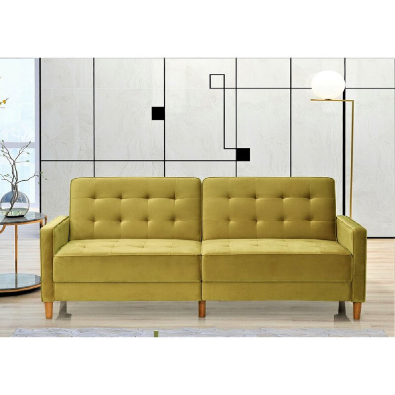 Stetson Upholstered 80'' Sofa, Vivid Yellow
