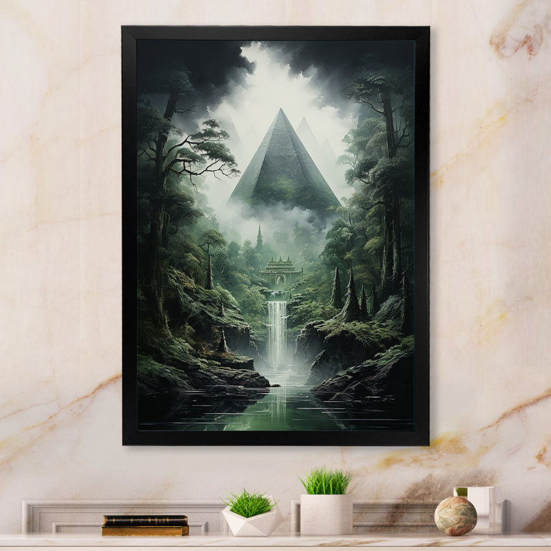 Pyramide monochrome enigma - décor mural paysages urbains, Cadre photo noir, H 32 po x l 16 po x P 1 po