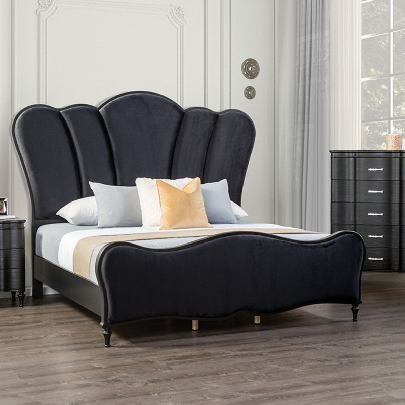 Magnifique lit en tissu, Noir, Grand