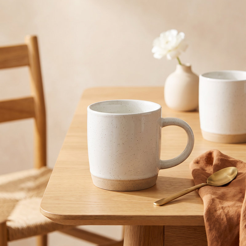 Daytona Stackable Stoneware Coffee Mugs, White