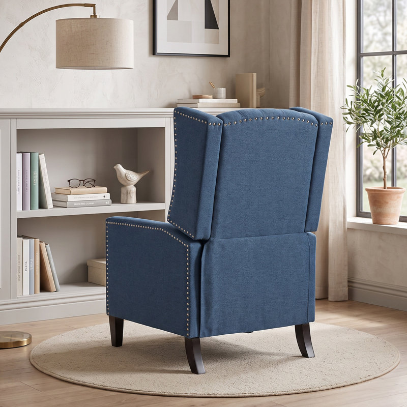 Fauteuil inclinable à dossier manuel l 27,2 po à dossier poussoir classique, Tissu bleu