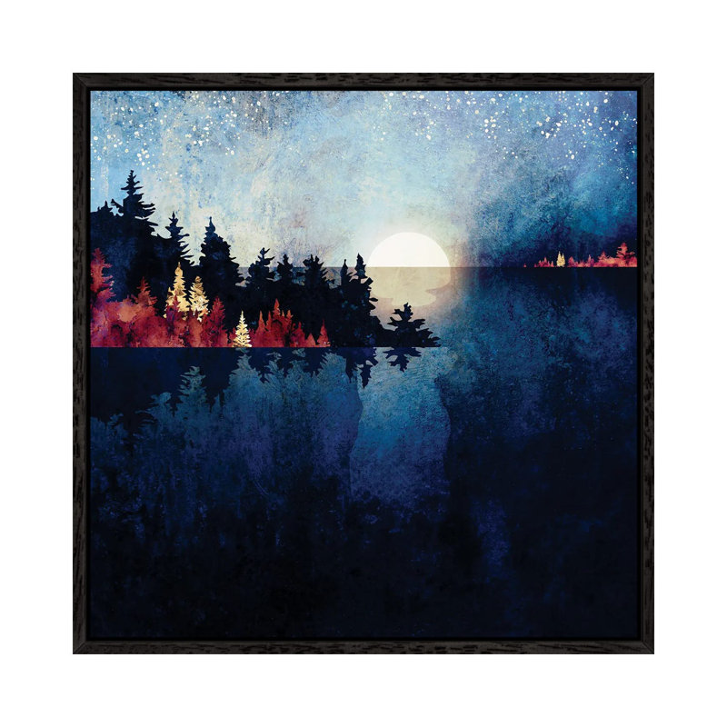 Autumn Moon Reflection - Print on Canvas, 66.04 cm H x 66.04 cm W, Black Framed
