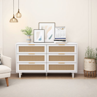 6 commodes, 50,24 po. Idéal pour la chambre à coucher et le salon. Finition blanche, unité de rangement naturelle, 50,24 po. Blanc, aspect