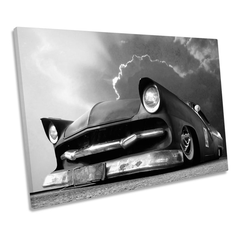 Lowrider Show Car Muscle B&W - Wrapped Canvas Print, 30.5cm H x 45.7cm W x 2cm D