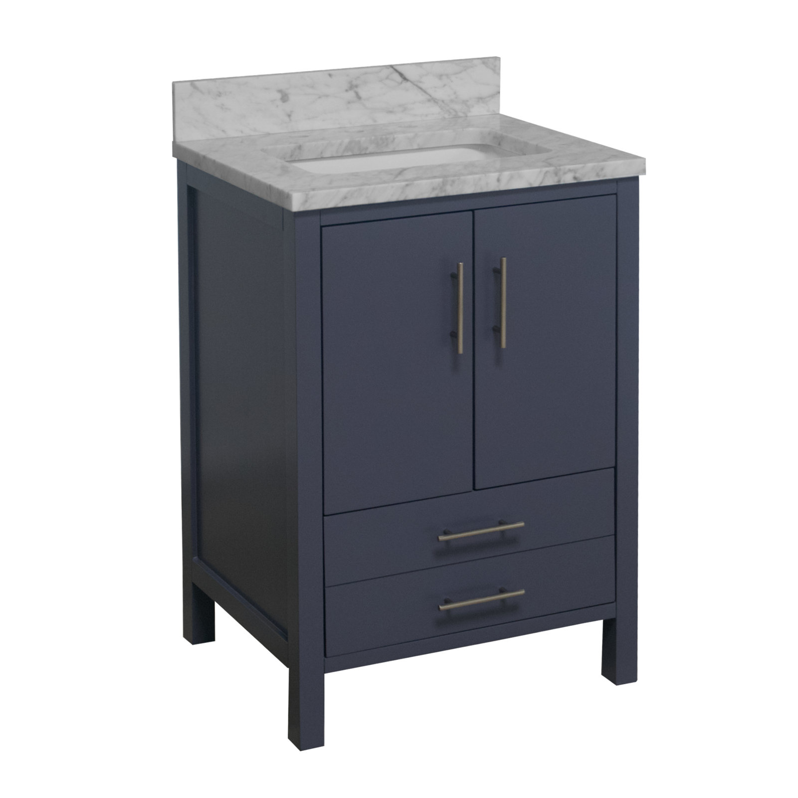 Kiara 24" Carrara Marble Single Bathroom Vanity, Marine Gray, Carrara Marble