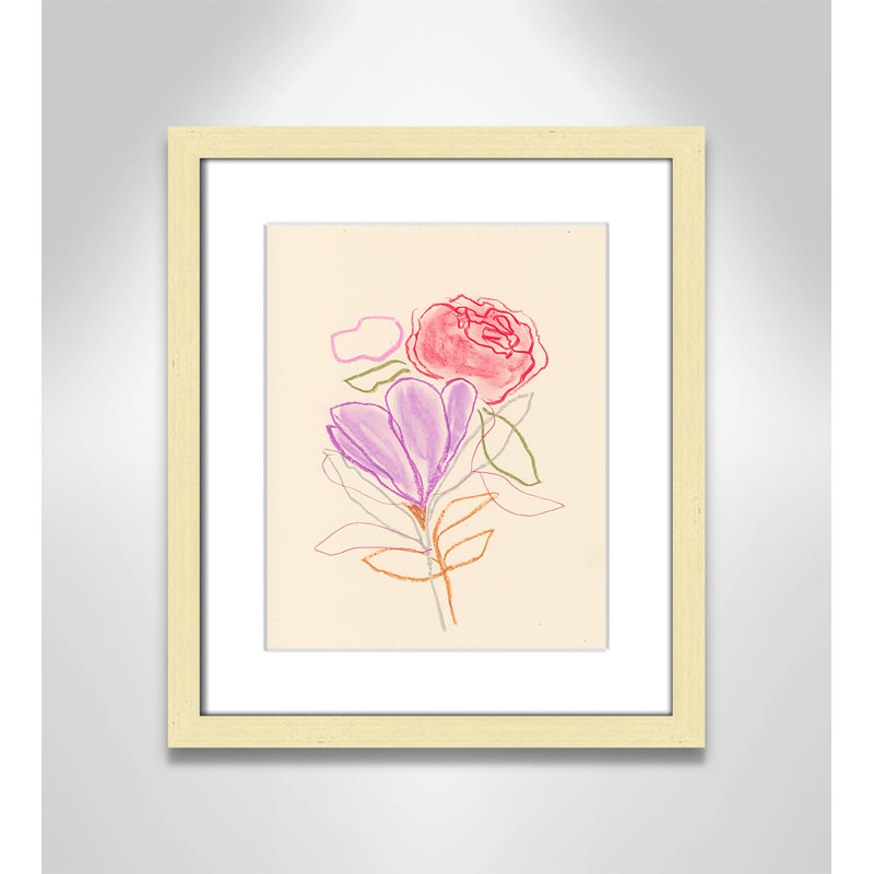Simple Floral III Print by Bea Dina, Gold Single Picture Framed Paper, 15" H x 13" W x 1.25" D, White