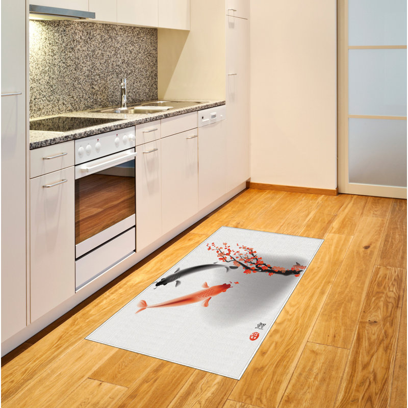 Tapis décoratif japonais en fibres à haute densité, Rectangle 2 pi 7 po x 5 pi