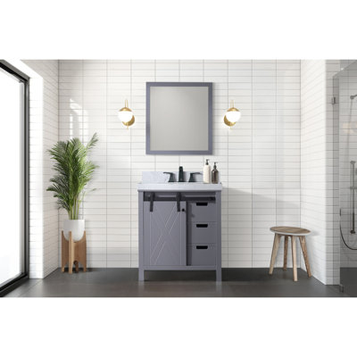 Dark Grey Bath Vanity 30 In. W X 22 D With 28 Mirror - Assembled Cabinet Functional Drawers And Storage 28" Fully For Convenient Use