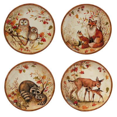 Certified International Pine Forest 4-pc. Earthenware Dinner Plate In Brown